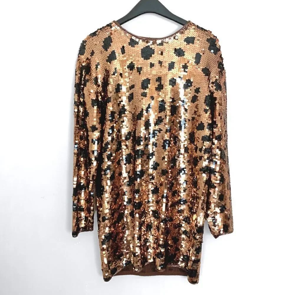 Vintage Leopard Sequined Lambswool Tunic Dress